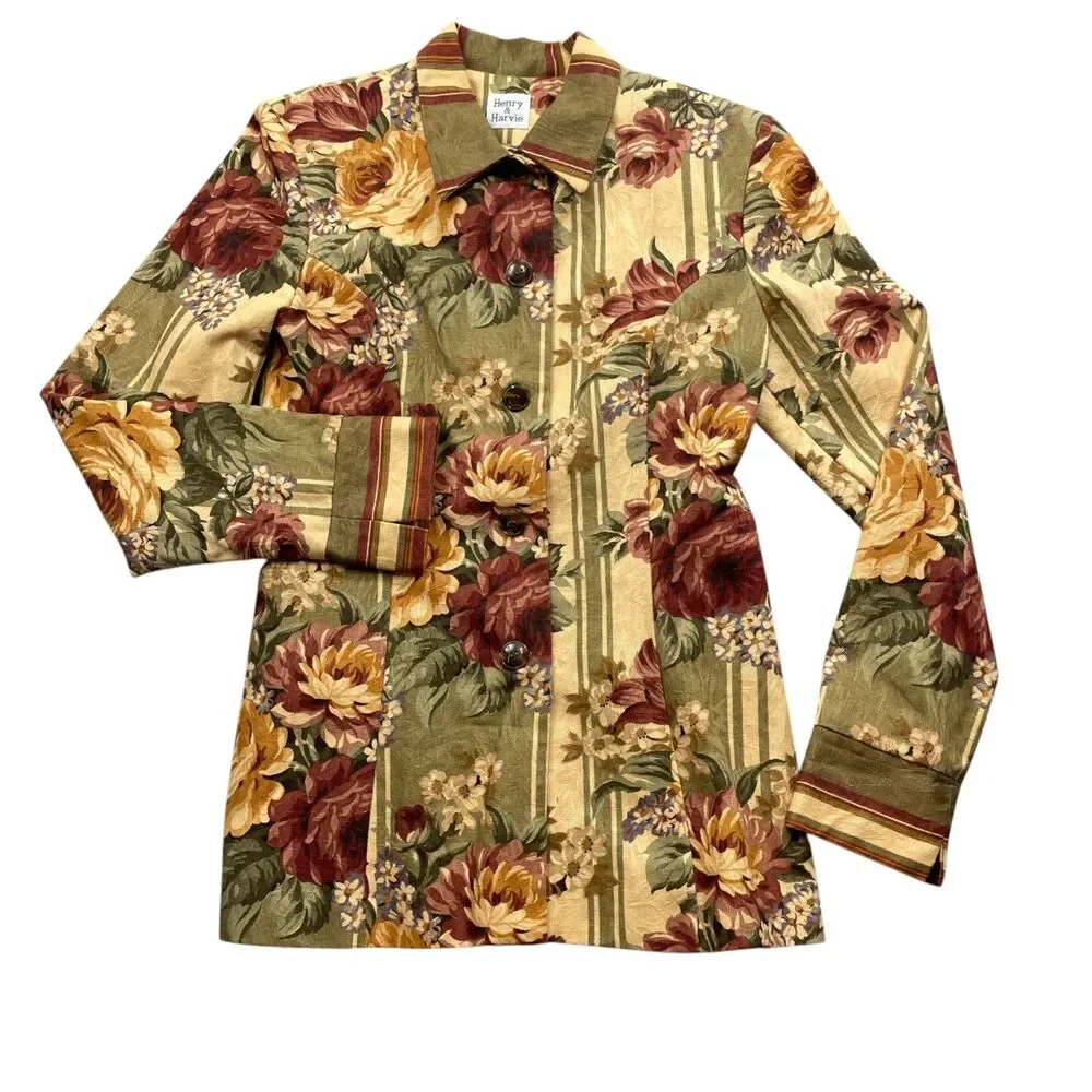 Henry & Harvie Tapestry Medium‎ Blazer Jacket USA Cotton Blend Vintage